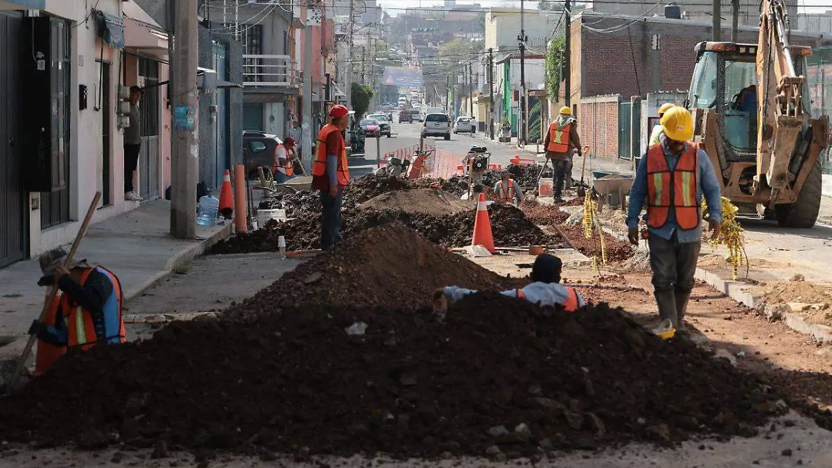 Construcción en la calle Guillermo Prieto en Morelia